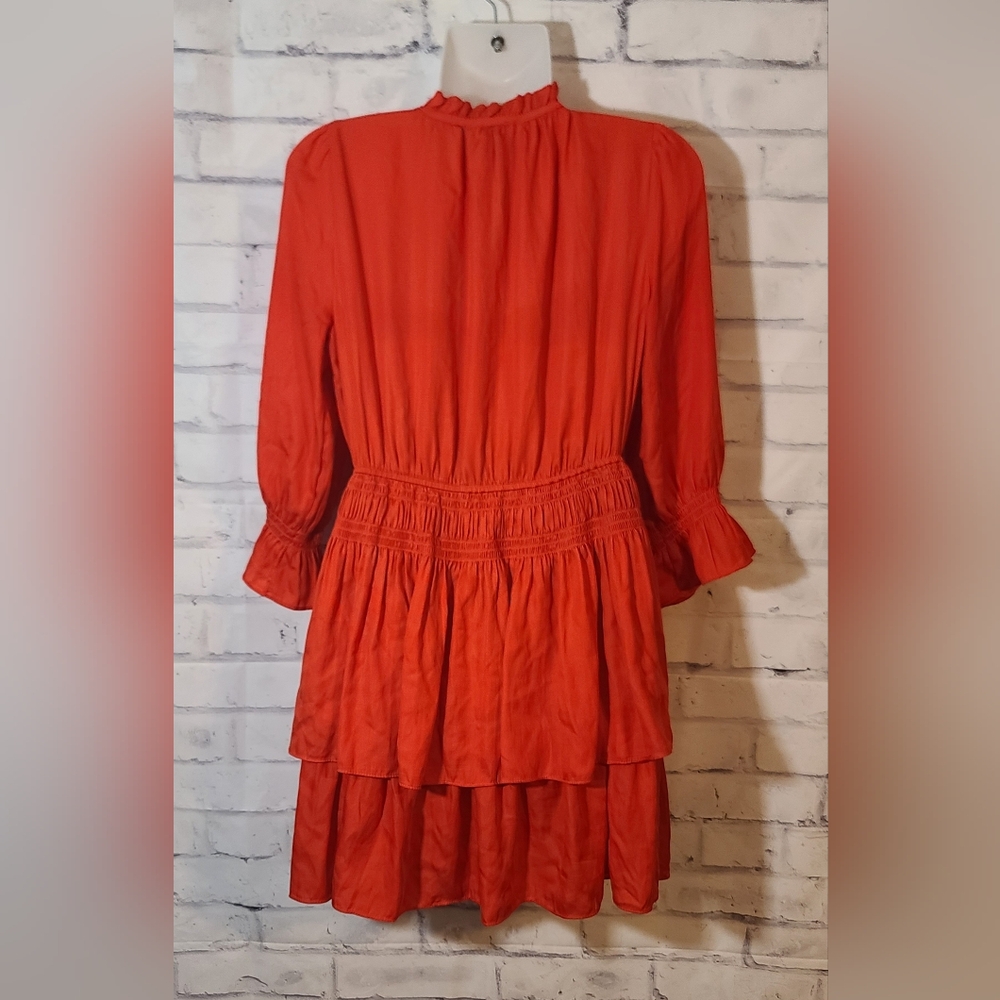 Joie Orange Ruffle Keyhole Dress Small - Picture 3 of 6